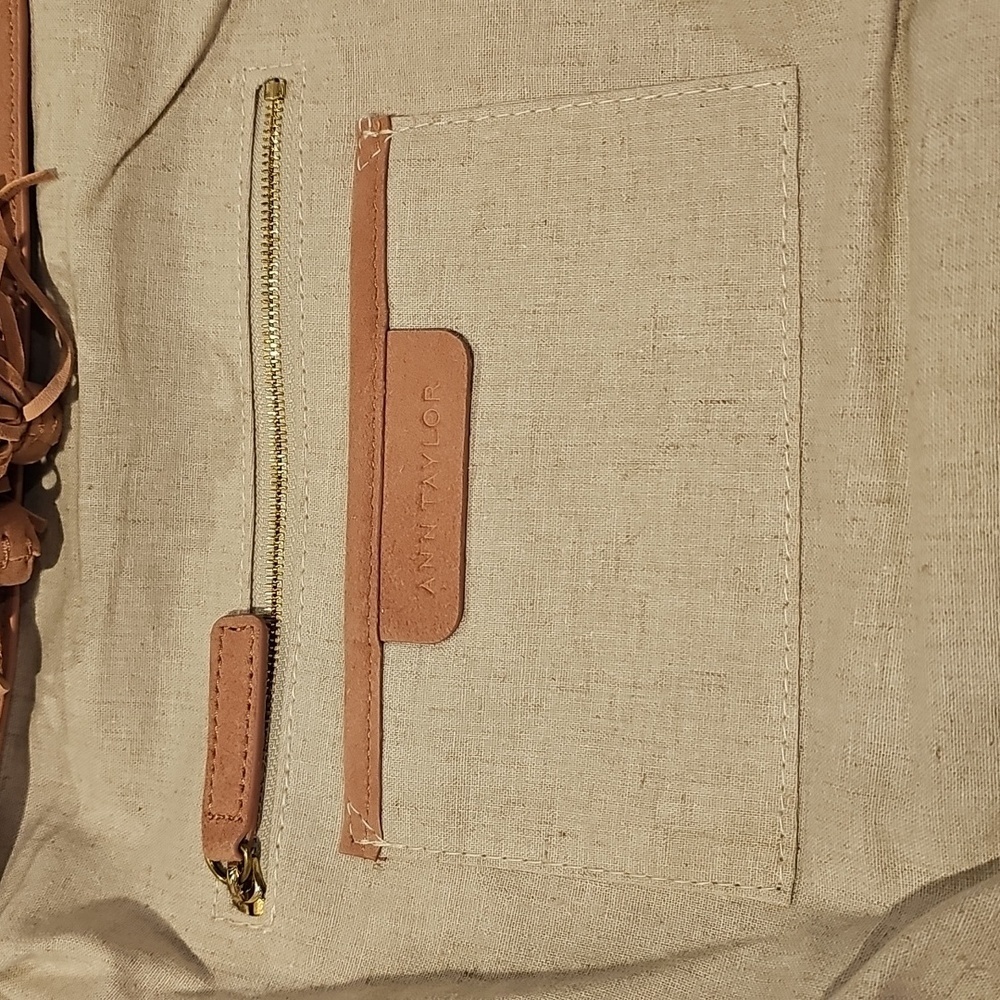 Ann Taylor chic soft pink suede clutch with tassels like new condition - Picture 11 of 11